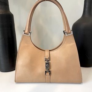Gucci Light Brown Leather Jackie Bardot Hobo Bag